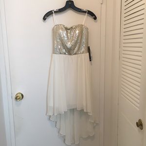 High - Low Ivory Dress with gold sequins